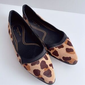 Cole Haan Haircalf Leopard Print Flats Women’s 7B Pointed Toe Real Fur